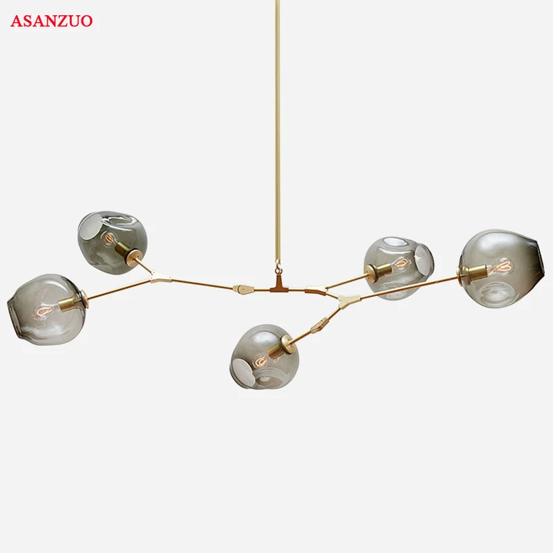 

Modern Glass Chandelier lighting Black Gold creative personality hotel villa living room dining room branch hanging lamps