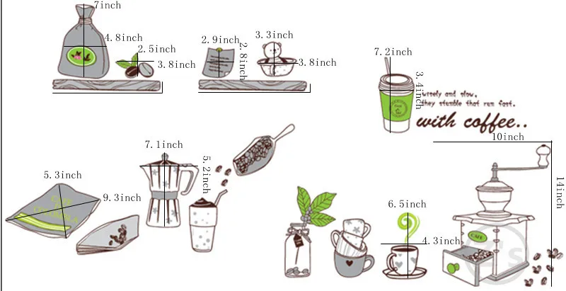 Zs Sticker cooking tools coffee kitchen decor cooked wall sticker home decoration adhesives mural dining room removable vinyl