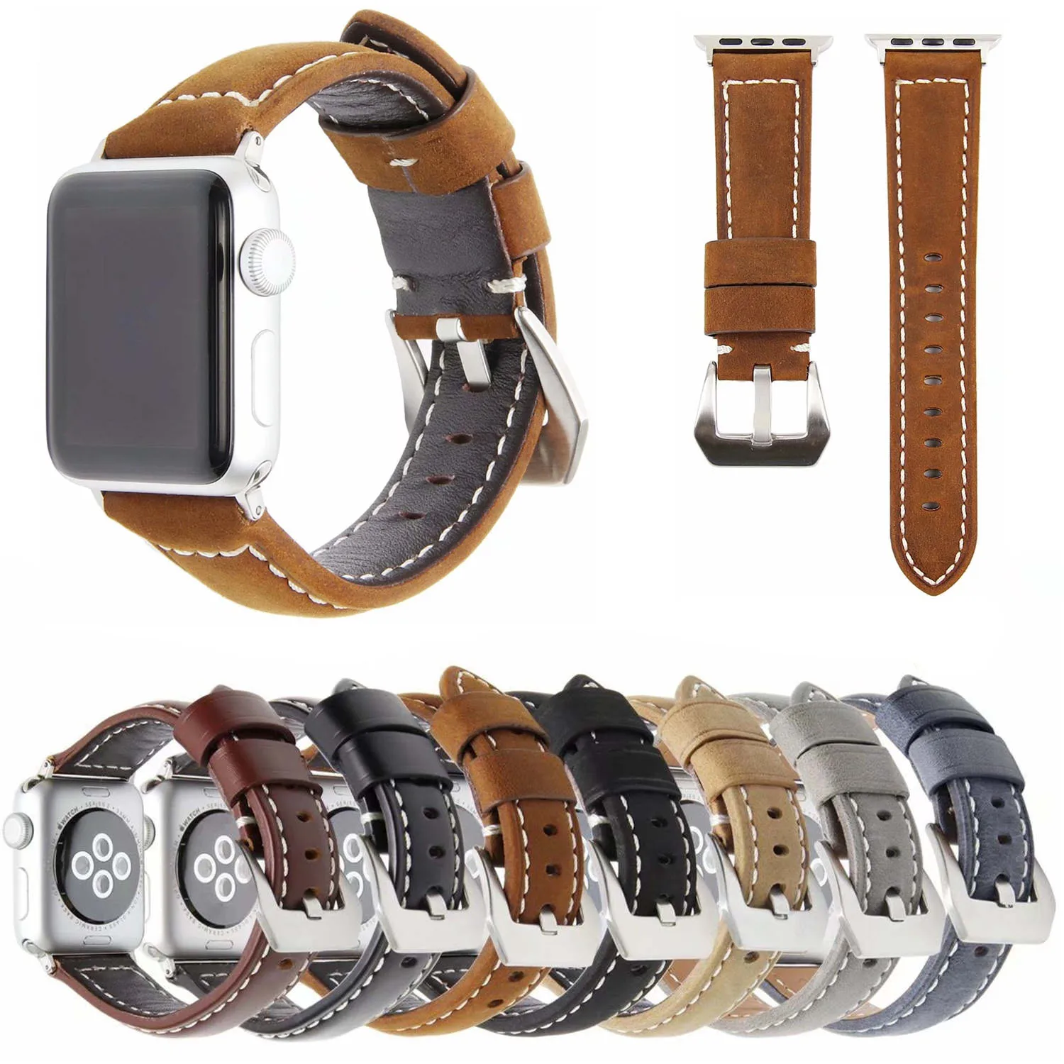 Retro Genuine Leather Watch Bracelet Accessories for Apple Watch Strap