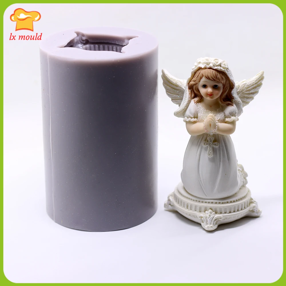 Three dimensional prayer angel candle mold chocolate handmade soap mouldCake Molds AliExpress