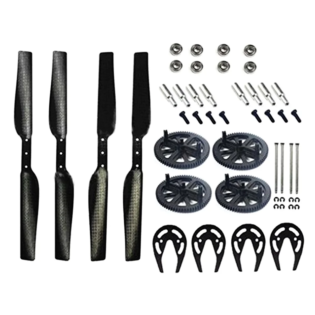 1Set RC Drone Quadcopter Spare Parts Carbon Fiber Propeller with Gear Guard Gears Protector Drive Bearings