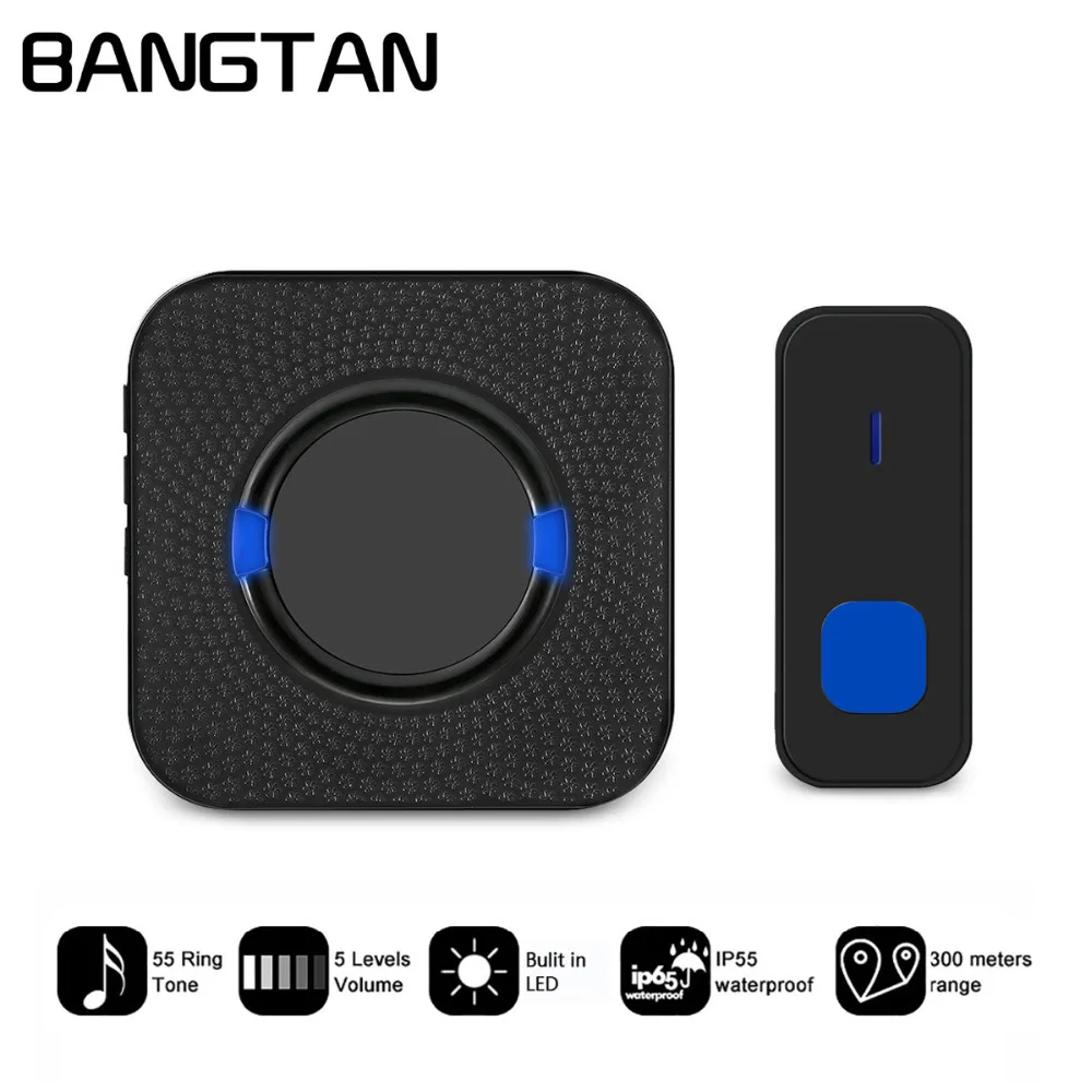 Wireless Doorbell 55 Chime Ring Kit Plug in Receiver Smart Door Bell