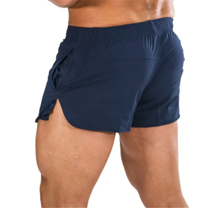 Новые мужские тренажерные залы фитнес свободные шорты спортивные штаны летние быстросохнущие классные короткие мужские брюки повседневные пляжные брендовые штаны - Цвет: Navy blue 2