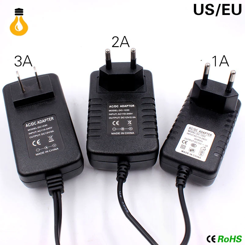 12V источник питания AC100 ~ 240V К DC12V Светодиодный драйвер 1A 2A 3A трансформатор для
