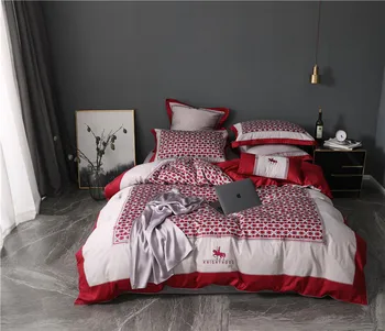 

Red Luxury 100% Egyptian Cotton Bedding Sets Queen King Size 4pcs Duvet Cover Bed/Flat Sheet Fitted Sheet set Pillowcase
