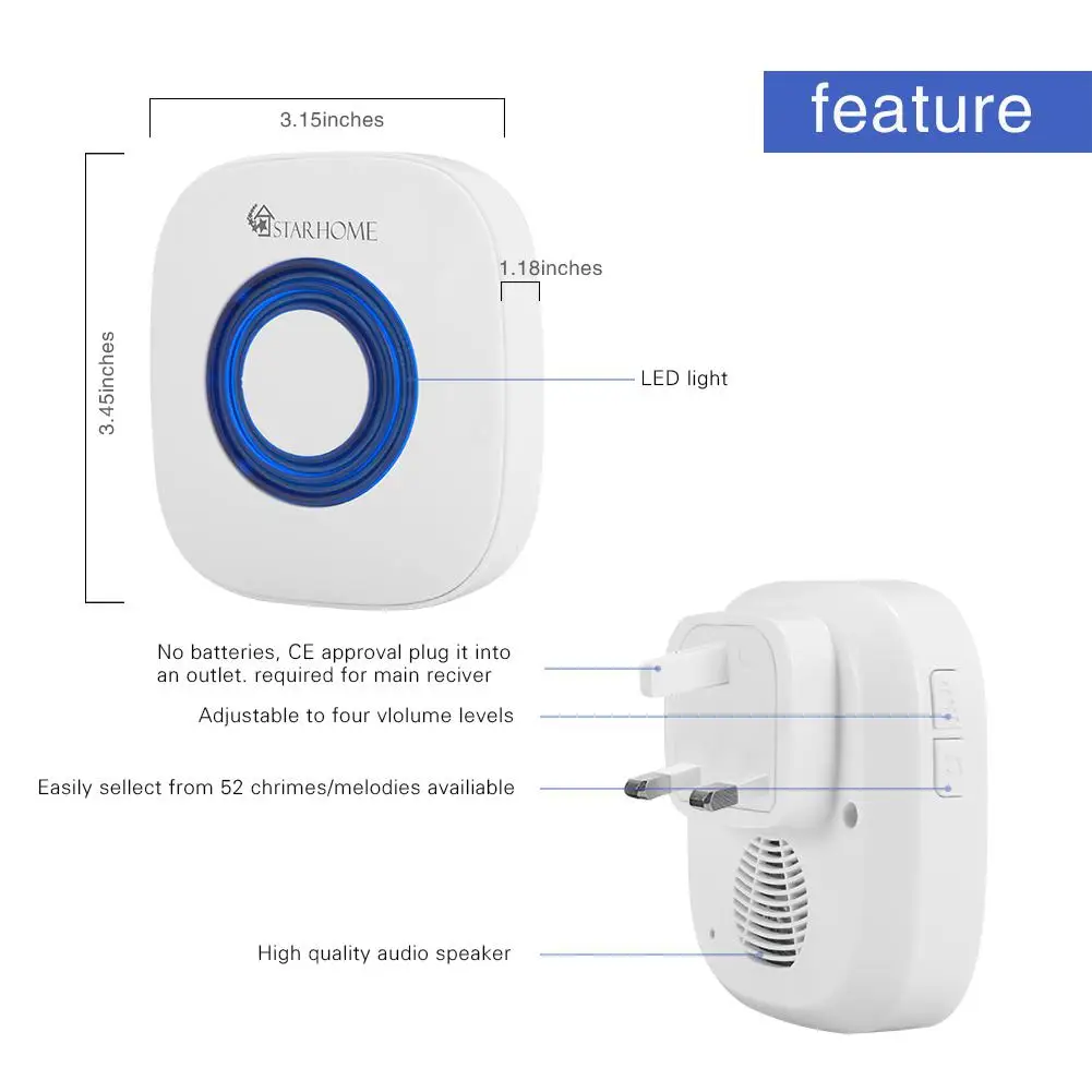 LumiParty Starhome 2 в 1 Беспроводной человека Pet дверной звонок для ...
