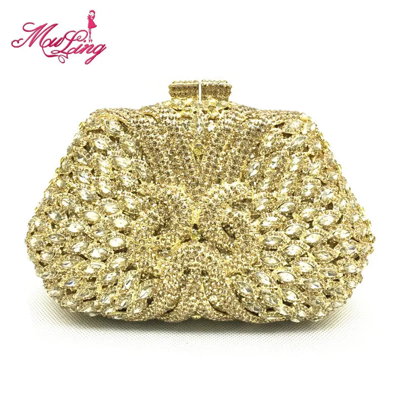

Women evening bags ladies wedding party clutch bag crystal gold diamond purses
