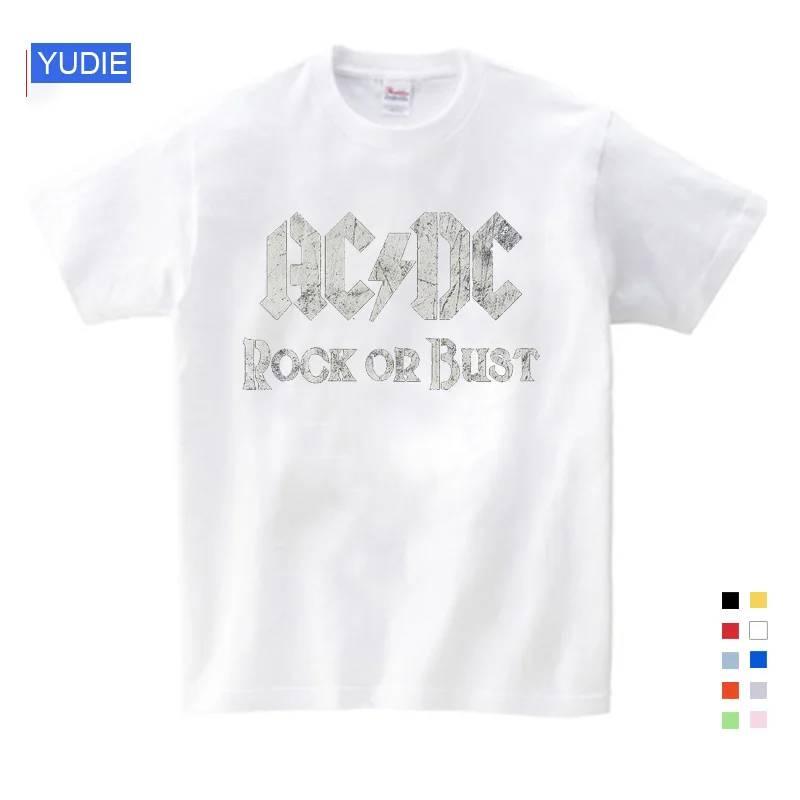 Футболка с принтом «Группа AC/DC Rock» для мальчиков и девочек, короткая футболка с круглым вырезом, топы с принтом «тяжелый металл», Детская футболка, модная новинка