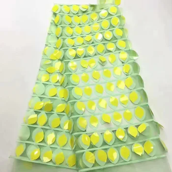 

Yellow French Lace Fabric High Quality Sequins Tulle African Laces Fabric For Wedding Nigerian Net Lace Material 5 Yards
