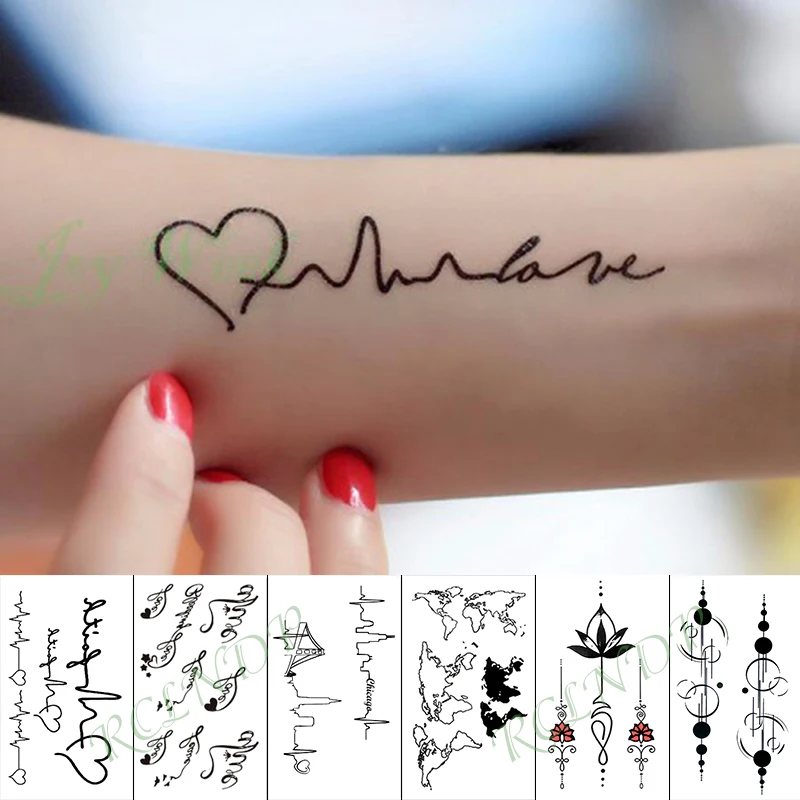 Водостойкая временная татуировка наклейка любовное письмо сердце поддельные тату грудь Рука ноги флэш-тату для детей Девушки Мужчины Женщины