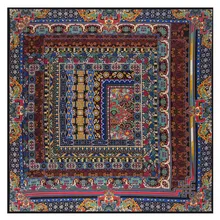 Зимний богемный Винтажный стиль 130 см квадратный шарф люксовый бренд шарфы для женщин саржевый шелковый шарф женский платок шаль