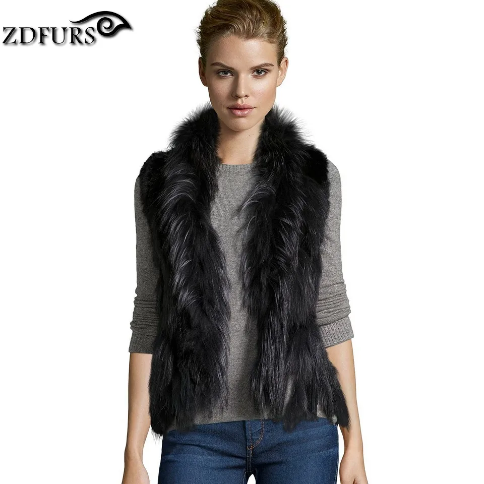 ZDFURS * высокого качества горячая Распродажа трикотажные кроличий мех жилет с