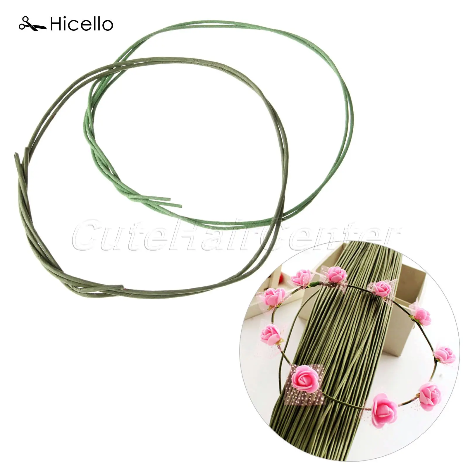 

Hicello 10Pcs/lot Flower Stub Stems Paper/plastic Green Floral Tape Iron Wire Artificial Flower Stub Stems Craft Decor 60cm