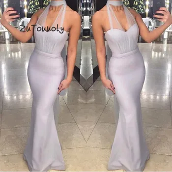

Simple Halter Evening Dress Long Open Front Mermaid Prom Dress 2019 Plus Size Special Occasion Junior Party Dress For Girls 2019