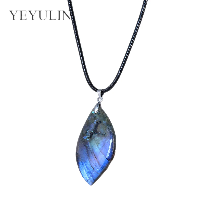 

Natural Labradorite Moonstone Stone Pendants Necklaces Energy Stone Women Men Healing Necklace For Birthday Jewelry Gift