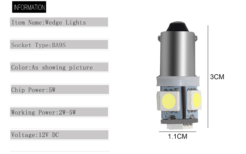 10 шт. T11 BA9S 5-SMD 5050 SMD 5 светодиодный 5SMD автомобильный светильник лампы сигнала поворота светодиодный 12V хвост светильник s T4W 3886X H6W 363 купольная лампа