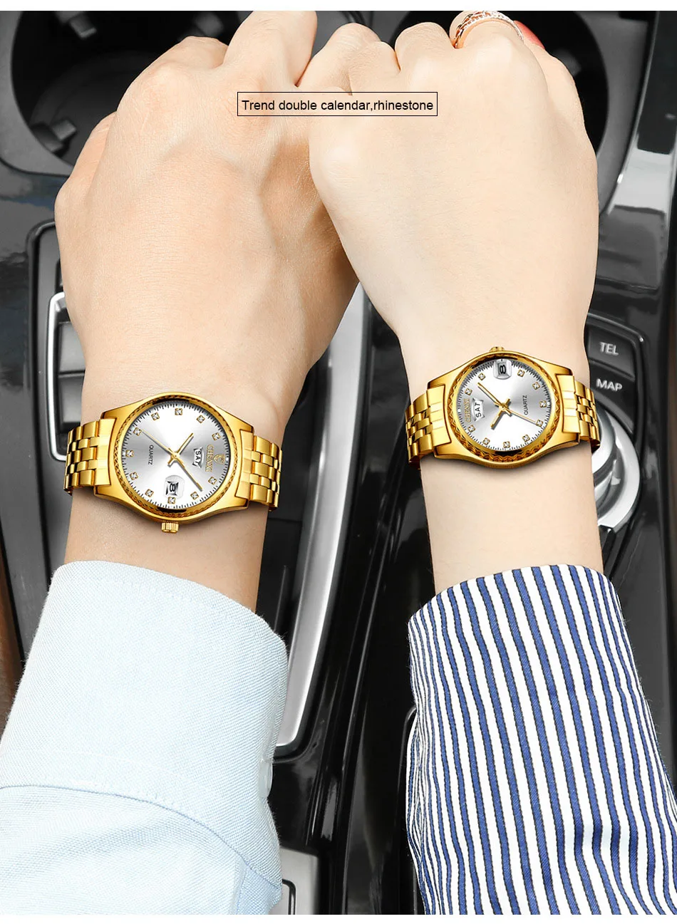 Золотые часы CHENXI для мужчин женщин часы лучший бренд класса люкс Модные Наручные сталь ремешок пара повседневное кварцевые часы Relogio Masculino