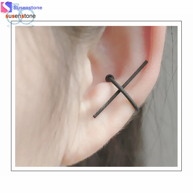 

SUSENSTONE Personality Geometry Ear Bones C Cross Clamp Earfing Stud Ear Bones Clip #2-3