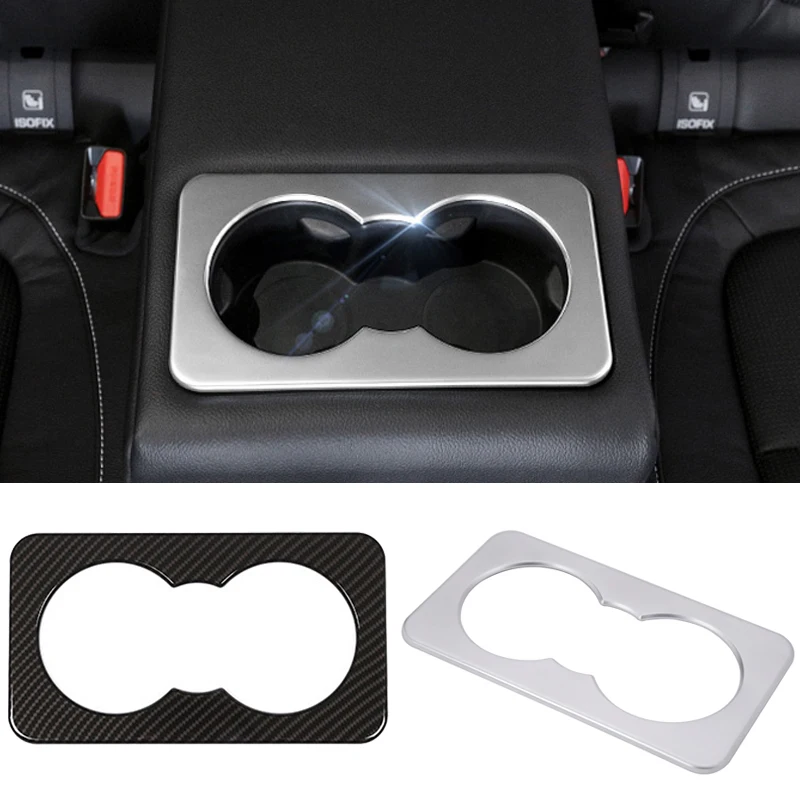 Car Carbon Fiber Rear Seat Water Cup Holder Cover Trim Sticker for