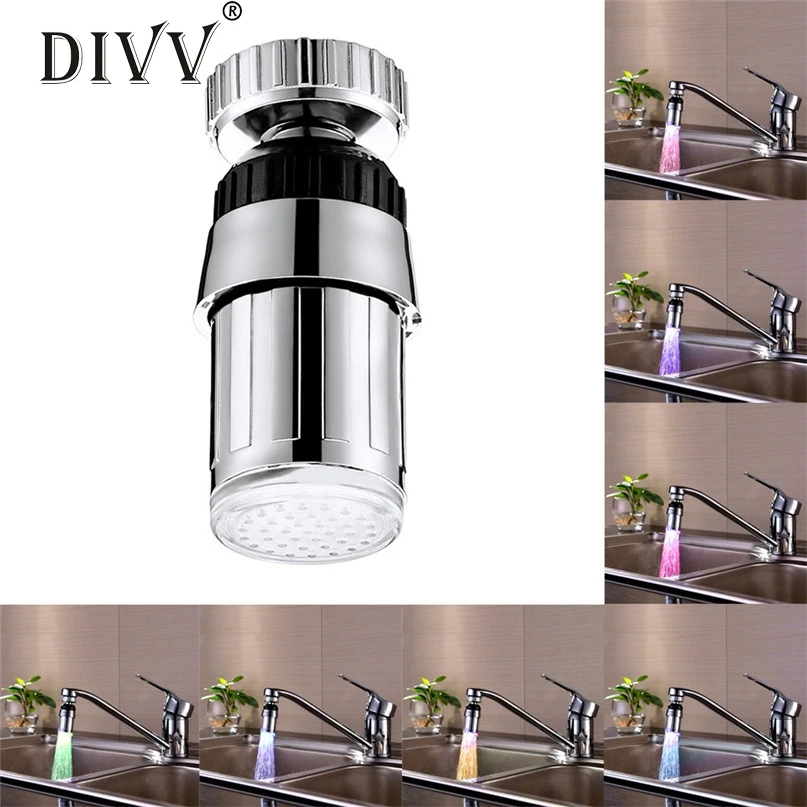 

Home Wider Hot Selling Kitchen Sink 7Color Change Water Glow Water Stream Shower LED Taps Light Drop Shipping Wholesale