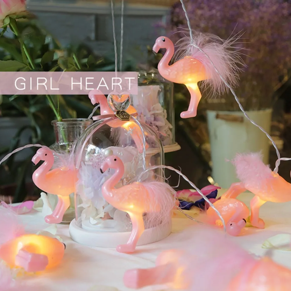 

Led Feathered Flamingo Battery Operated String Lights LED Decoration For Christmas Garland Lustre
