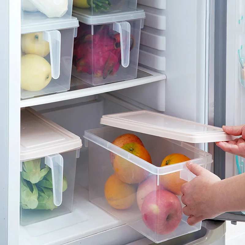 

4pcs Refrigerator storage box food rectangular egg vegetable drawer plastic storage finishing box clear containers mx01221930