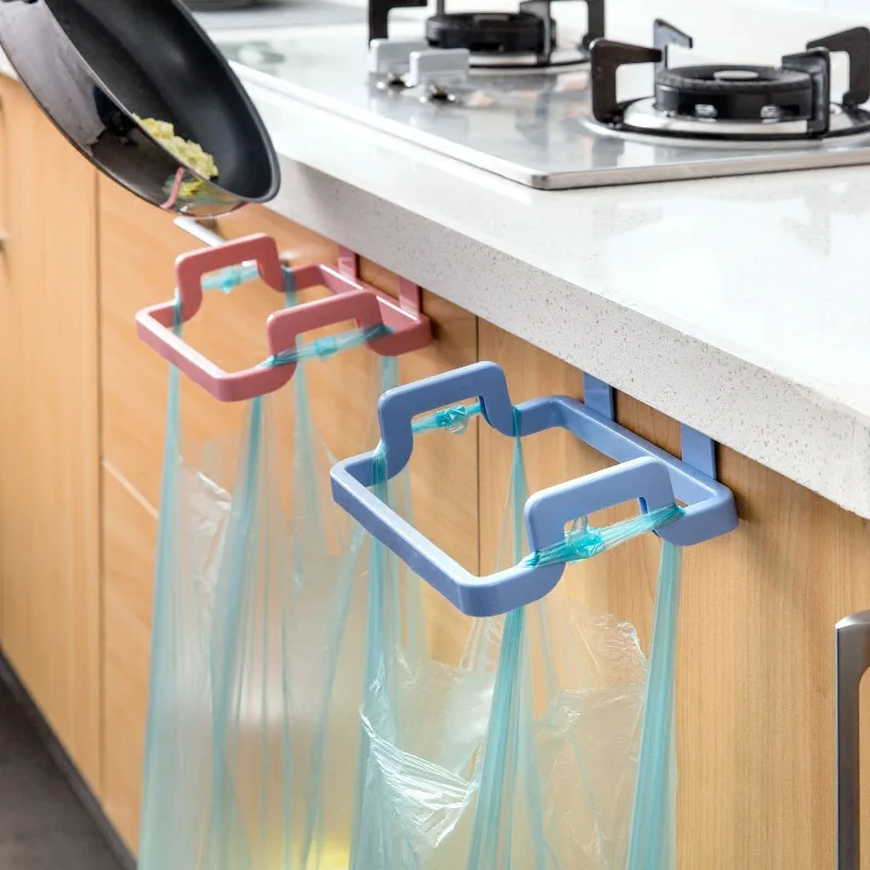 

1Pc Rubbish Bag Holder Storage Garbage Square Hanging On The Cupboard Cabinet Storage Portable Save Space For Kitchen & Room -30