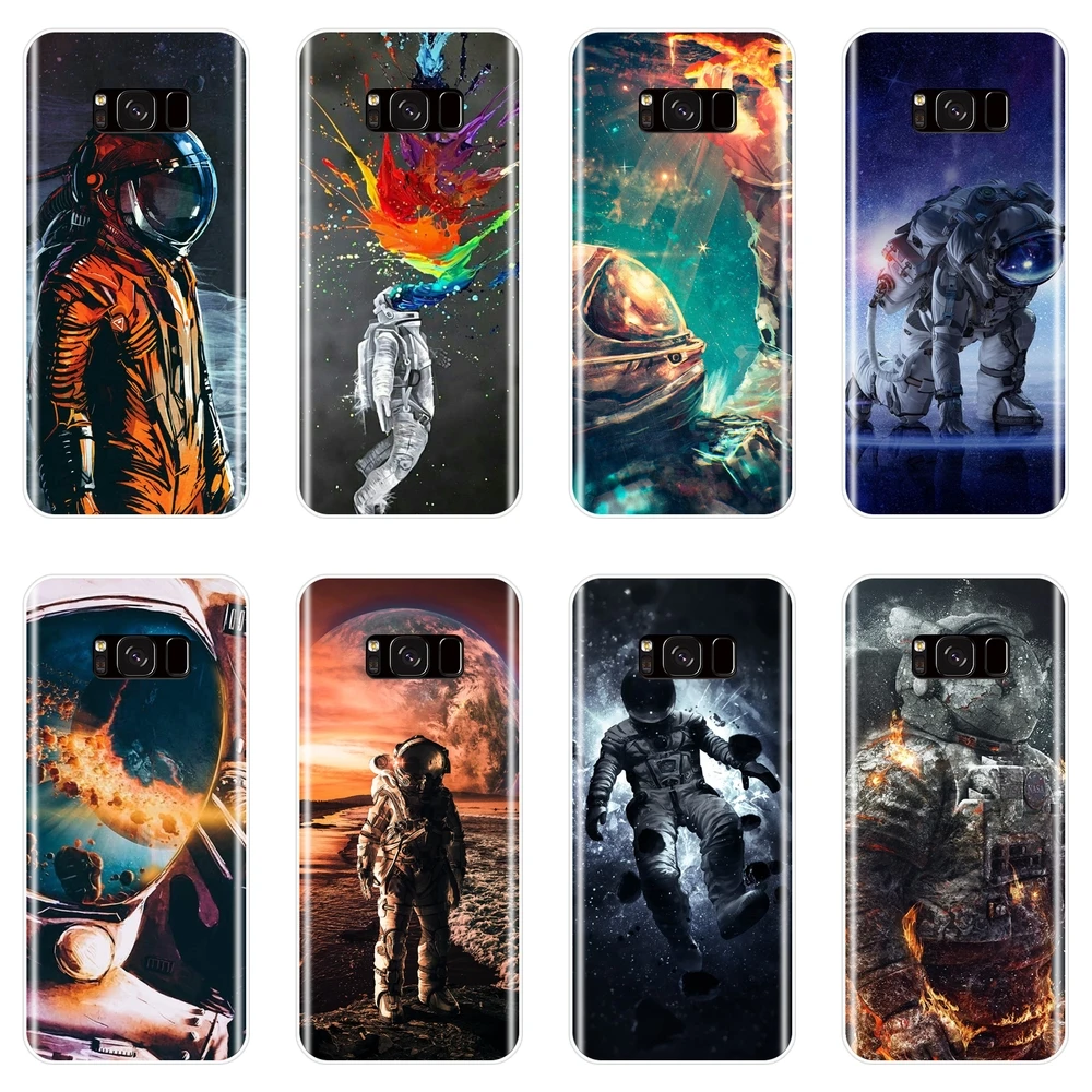 

Space Astronaut Soft Silicone Phone Case For Samsung Galaxy Note 4 5 8 9 Back Cover For Samsung Galaxy S5 S6 S7 Edge S8 S9 Plus