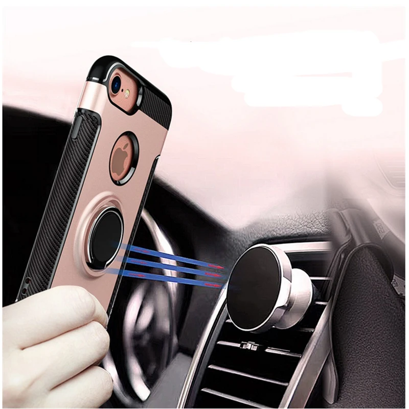Для iPhone 7 плюс 8 Plus Металл палец кольцо Kickstand покрытие автомобиля магнитная