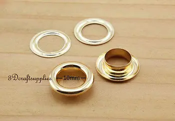 

eyelets metal with washer grommets golden round 60 sets 10 mm G86
