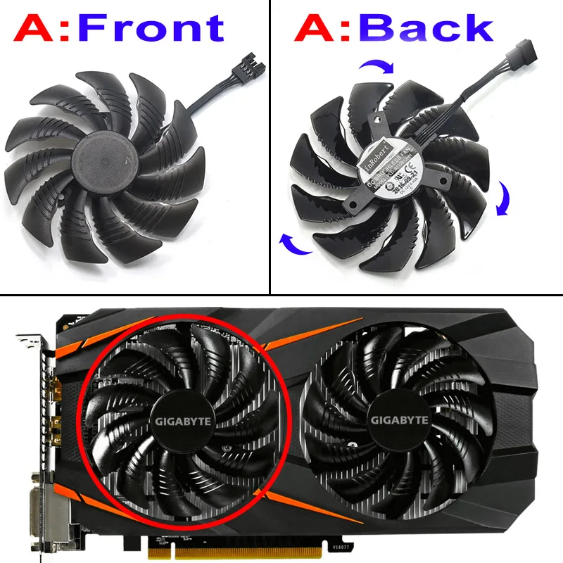 

88MM PLD09210S12HH T129215SU 4Pin Cooler Fan For Gigabyte GeForce GTX1060 1070 GTX 1050ti GTX 960 RX570 RX470 Graphics Card