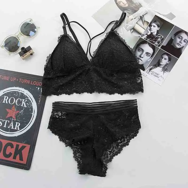 

Lace Embroidery Push Up Bra Panties Sets Deep V Gather New Top Sexy Underwear Set Green Bras Cotton Brassiere Women Lingerie Set