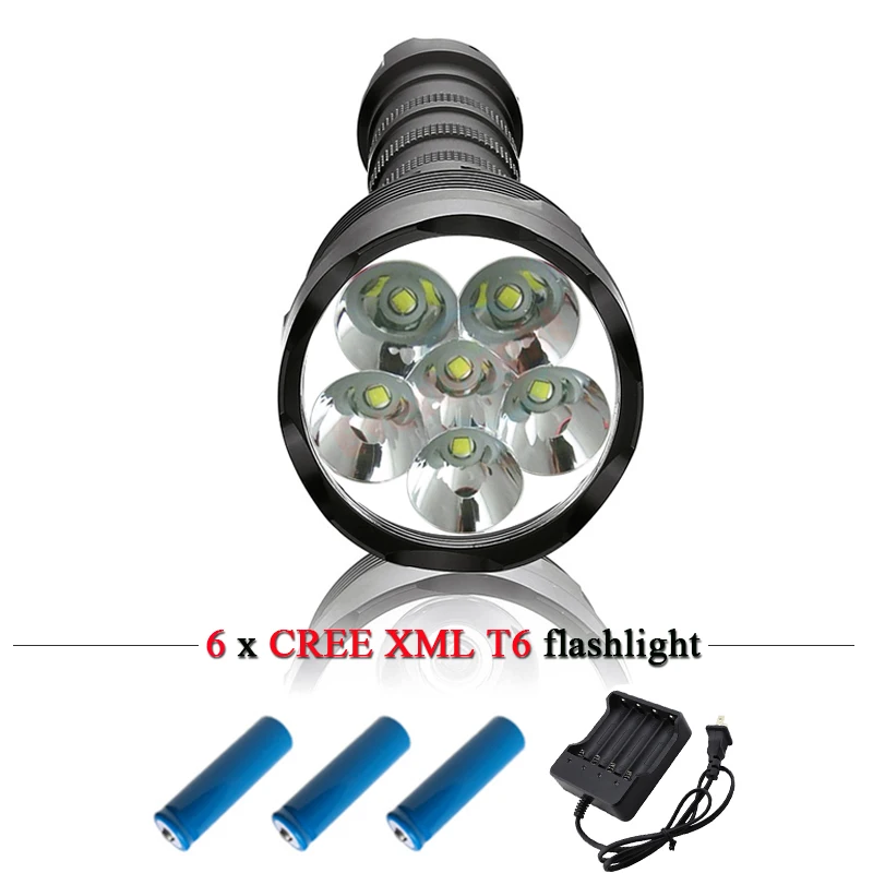

6 led High Power long range flashlight 18650 Rechargeable hunting torch flashlight XML T6 self defense flash light lampe torche