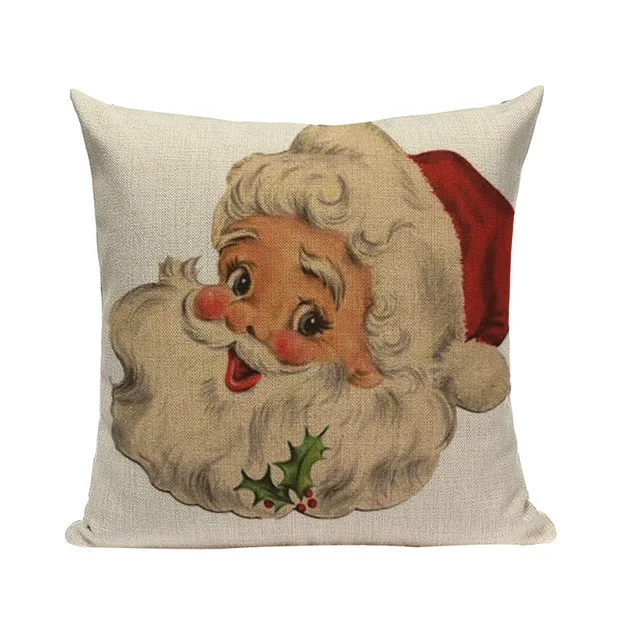 Наволочка для подушки с принтом Санта-Клауса и оленя, декоративные наволочки для подушек в стиле ретро, винтажная квадратная наволочка для подушки с рождественской елкой - Цвет: 10