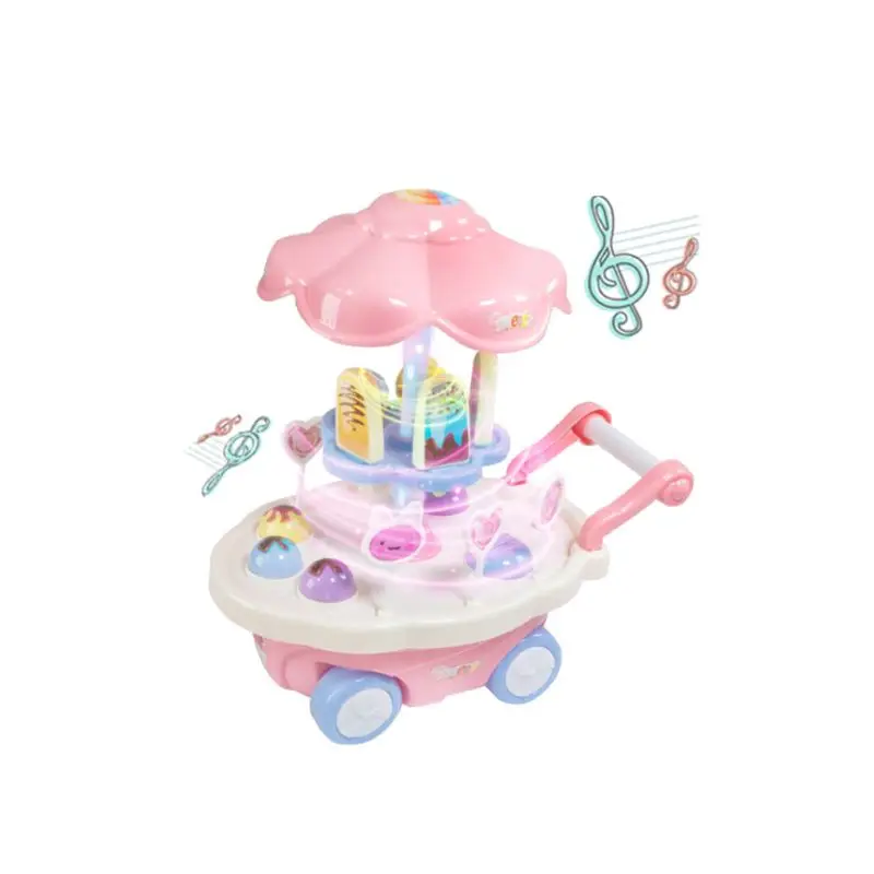 

Rotary Simulation Ice Cream Universal Wheel Trolley Electric Light Music Toy for Kids Children Educational Toys Gifts
