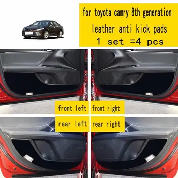 

4 Pcs Leather Car-Styling Anti Kick Pads Anti-dity Doors Mat Accessories for Toyota Camry XV70 8th Generation 2018 2019 2020