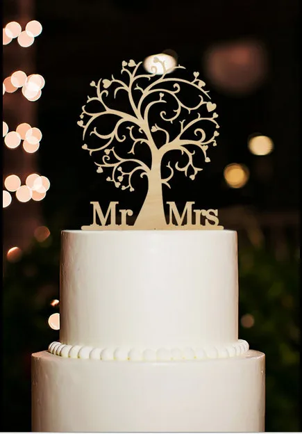 Maison Mme Arbre Caketopper Gateau Personnage Bois Vintage Nouveau Mariage M Mariage