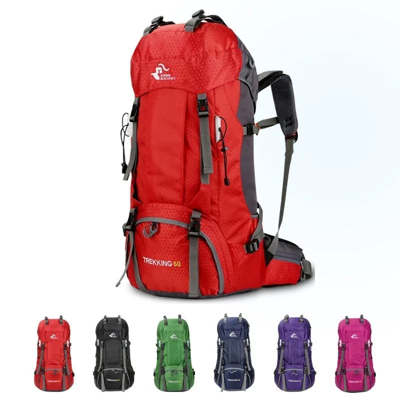 

Hiking Backpack 60L Large Capacity Nylon Waterproof Free Rain Cover Climbing Camping Outdoor Big Dry Bag Sac Sport Rucksack Trek