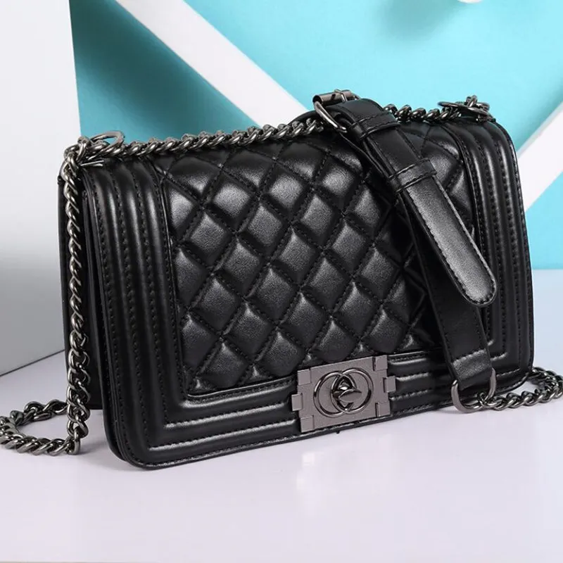 Quilted Crossbody Bag With Chain