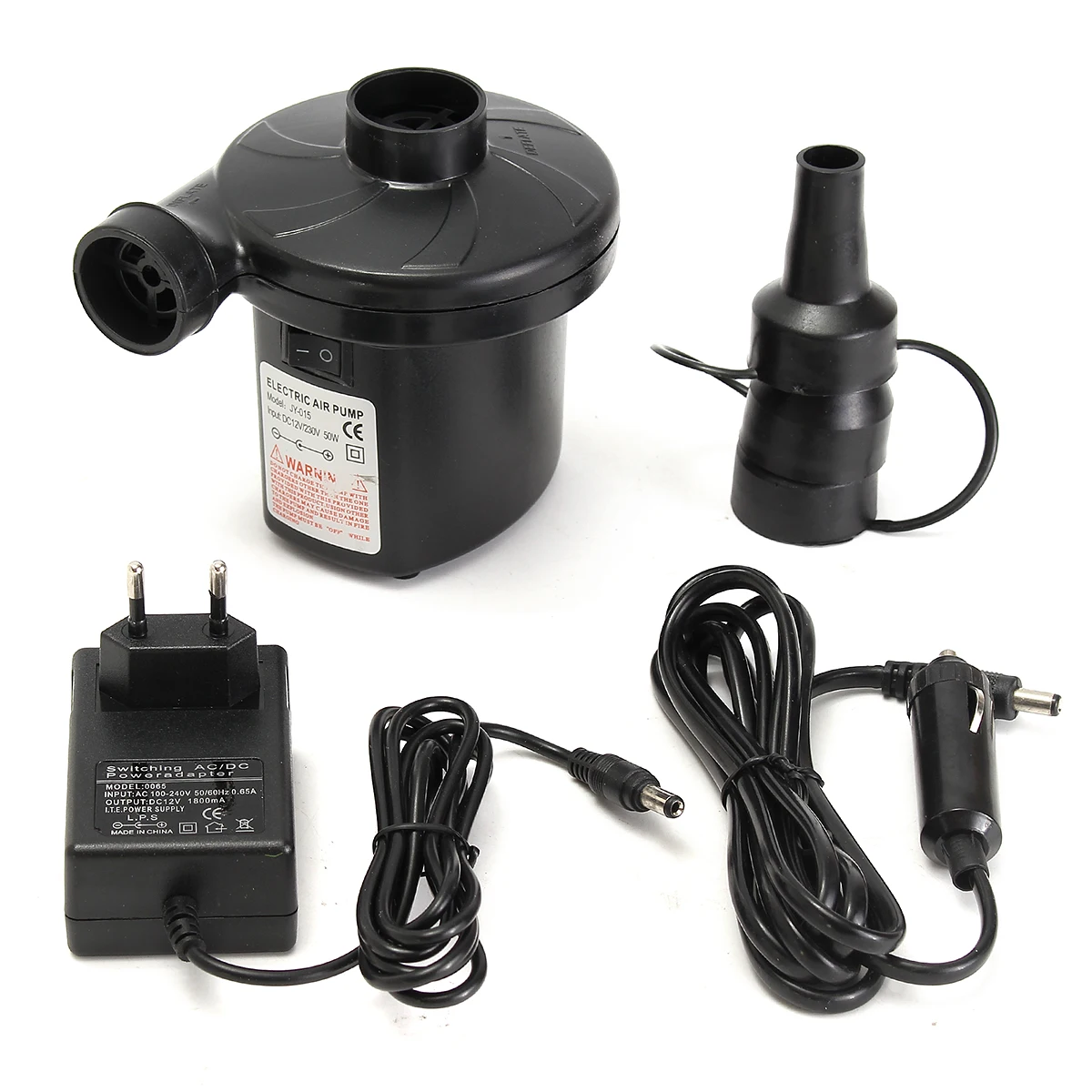 240V/12V Electric Air Pump Inflator Nozzles Inflatable AirBed Mattress