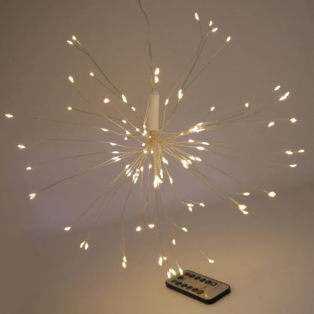 

Battery Fireworks Light Foldable Bouquet Shape RF Remote control LED String For DIY Holiday Wedding Party Christmas Light