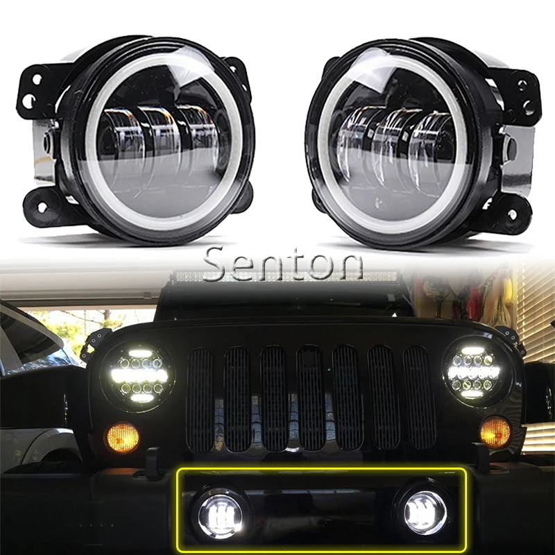 

1 Pair 4 inch 30W Led Fog Light with DRL Angel eyes For Jeep Wrangler JK For Dodge Magnum Journey For Chrysler 300 PT Cruiser