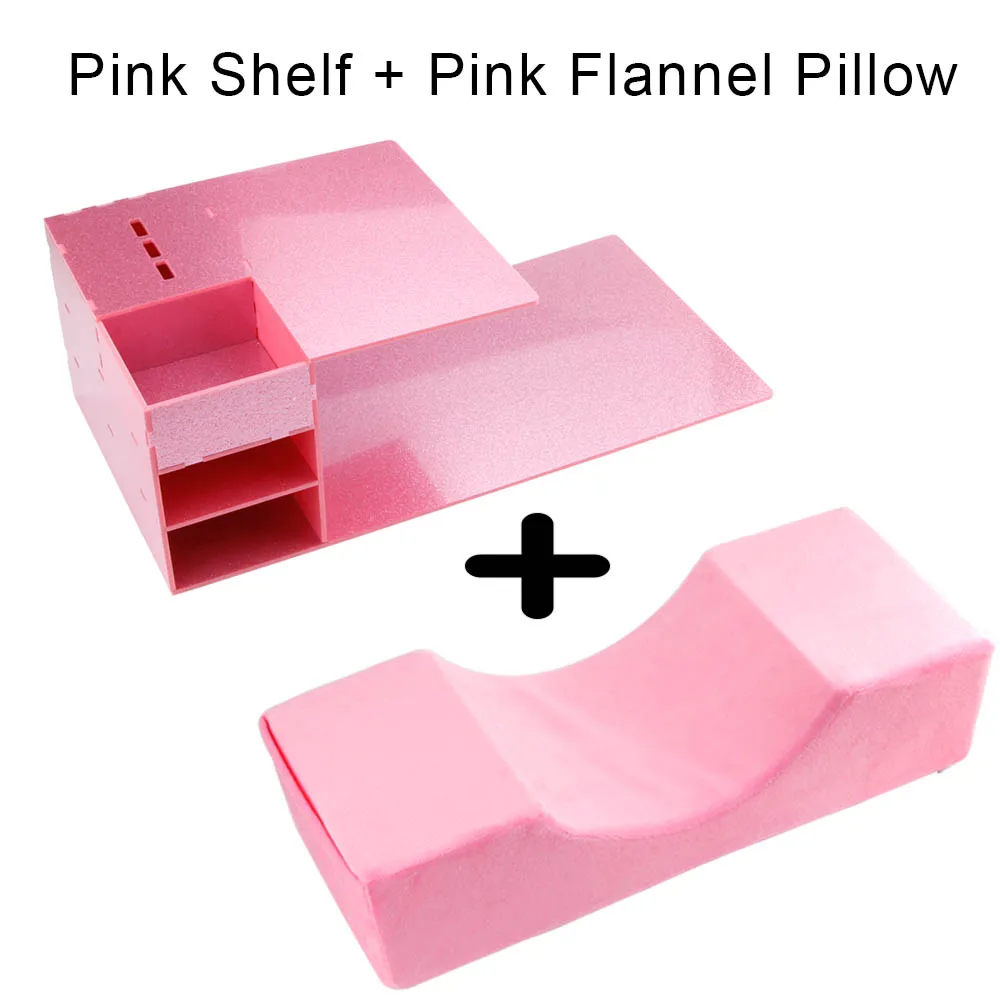 Профессиональные ресницы для наращивания, подушка для шеи, подушка для ресниц, эргономичная фланелевая подушка с памятью для макияжа, для салонов, для прививки - Цвет: Pink Shelf set