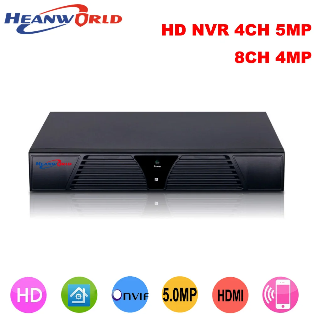 

Heanworld NVR 8CH 4MP Onvif H.265 HDMI High Definition 4CH 5MP / 8 channel 4MP Network Video Recorder For IP Camera system