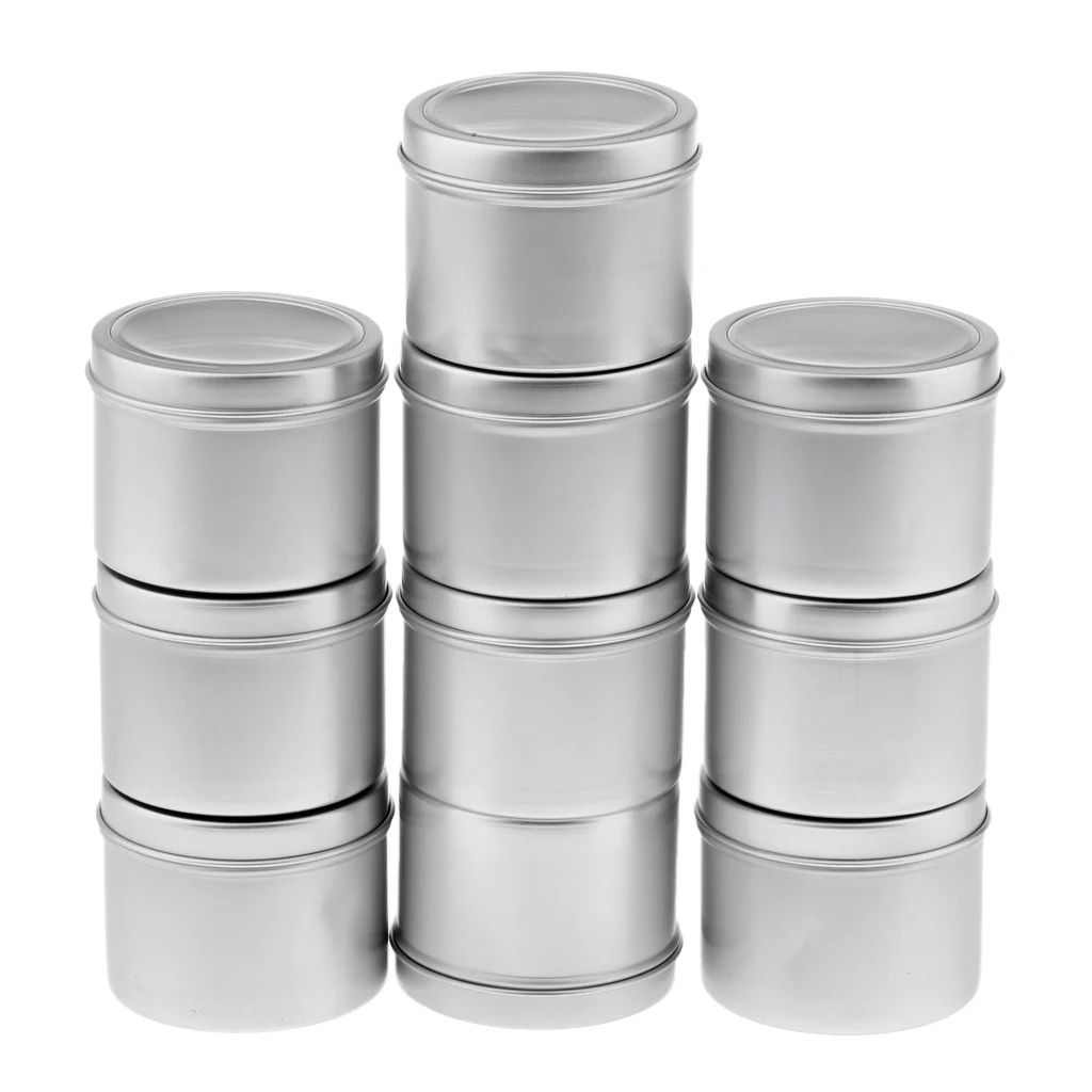 10x 100ml Round Lip Balm Candles Tin Cans Cosmetic Sample Containers Cream Empty Lip Balm Jars Tin Lid for Salve Powder Spice