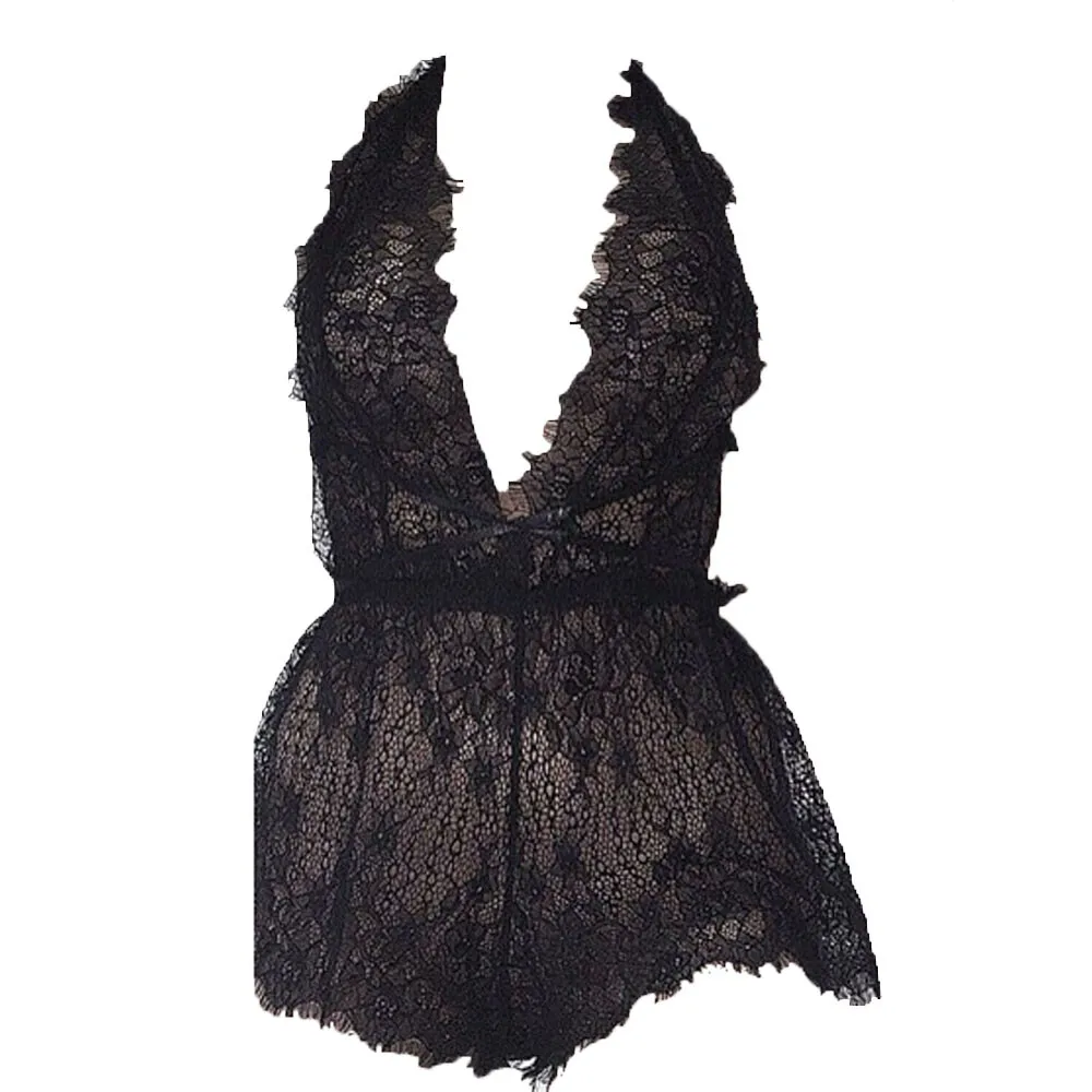 Женское нижнее белье Porno Babydoll Lenceria сексуальное Chaude Dentelle Soutien Gorge Ouvert Perspective rotique
