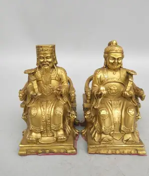 

China's Seiko carving pure brass Land grandpa and land grandma A pair statue