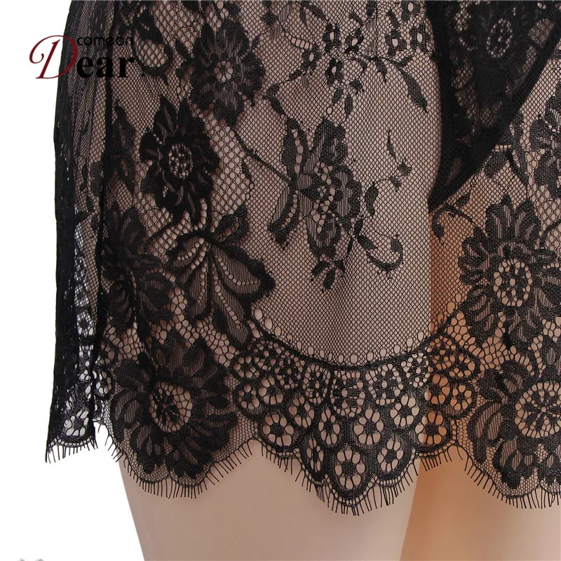 Comeondear Lenceria Sexi Para Mujer сексуальное черное прозрачное цветочное кружевное женское