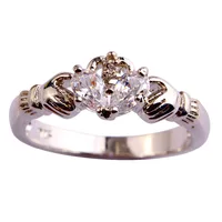 Claddagh Style Women Rings White Topaz Rings 925 Silver Ring Size 6 7 8 9 10 11 12  New Fashion Jewelry  Free Shipping Wholesale