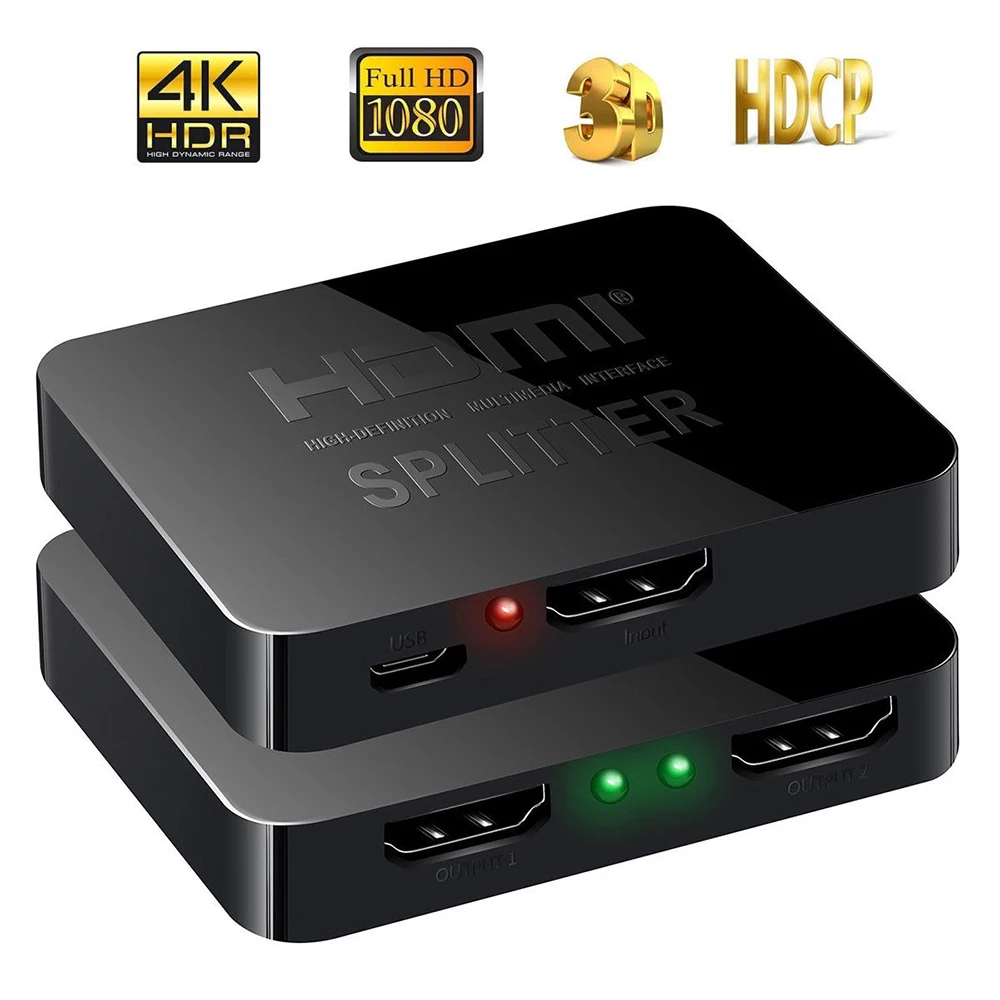 

HDMI Splitter 1 Input 2 Output HDMI Splitter Switcher Box Hub Support 4KX2K 3D 2160p1080p for XBO X360 PS3/4/5